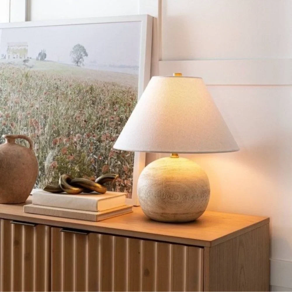 Studio McGee Medium Faux Wood Table Lamp Brown - Threshold Target